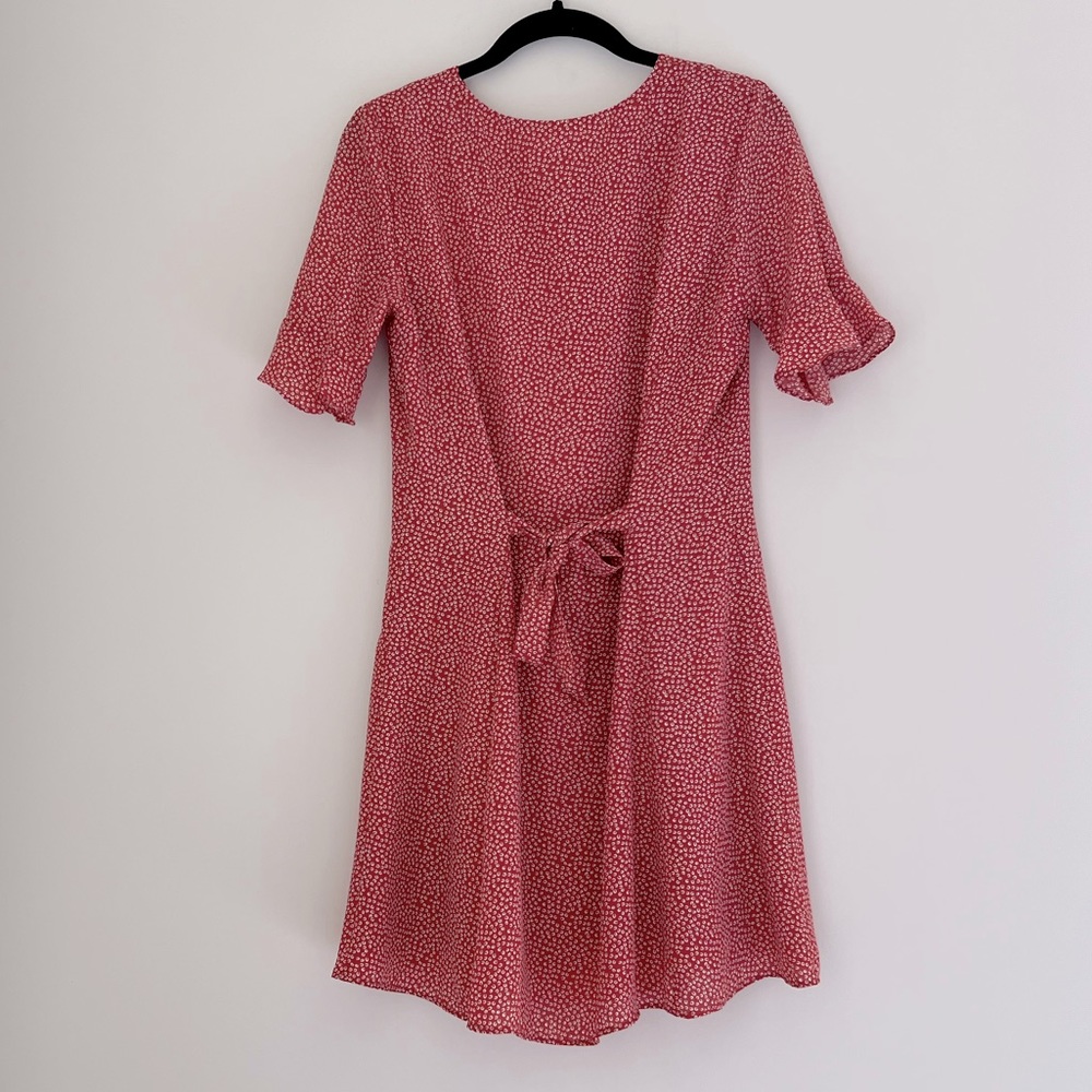 Lulus Castana Rust Red Print Button Up Dress Xs - image 5